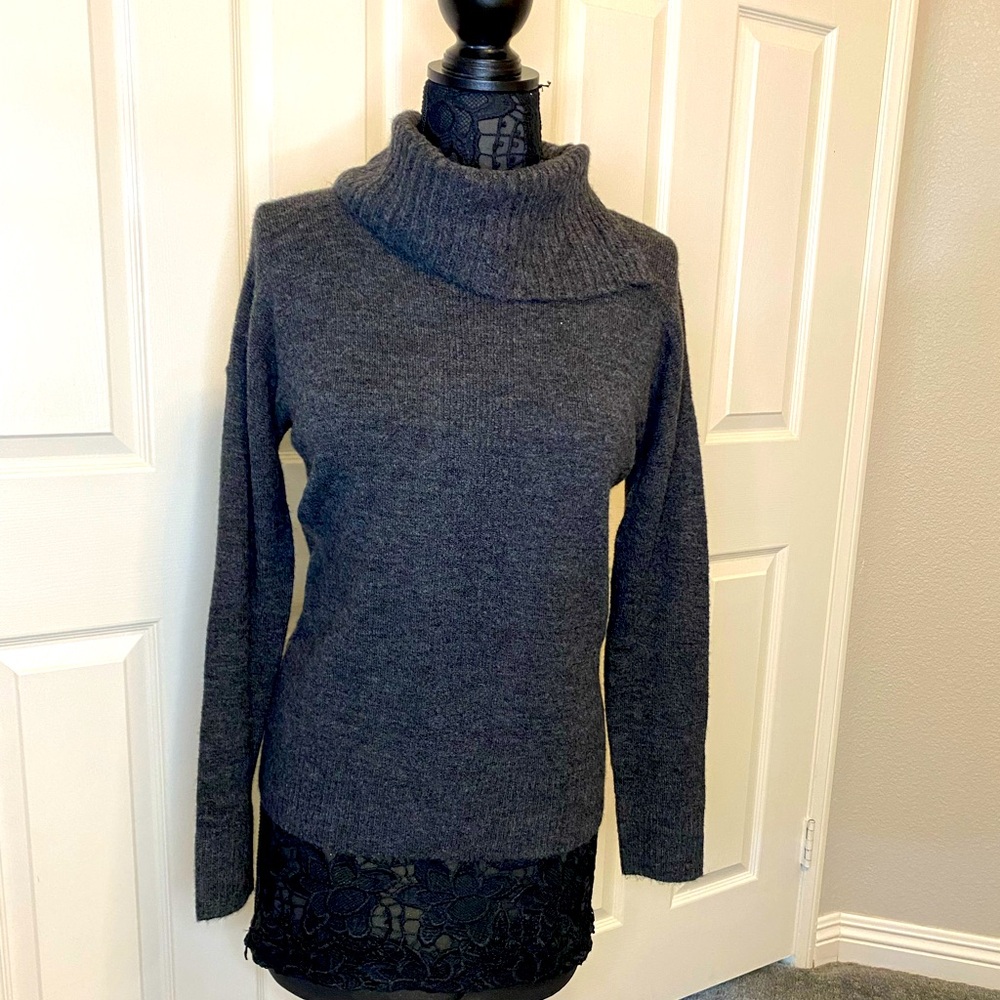 Banana Republic split cowel neck, dark gray sweater. Size XS